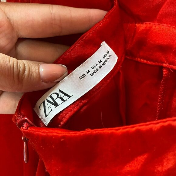 Zara  Red Jumpsuite Sleeveless Spaghetti Straps Tie Back Romper Medium - Picture 16 of 16